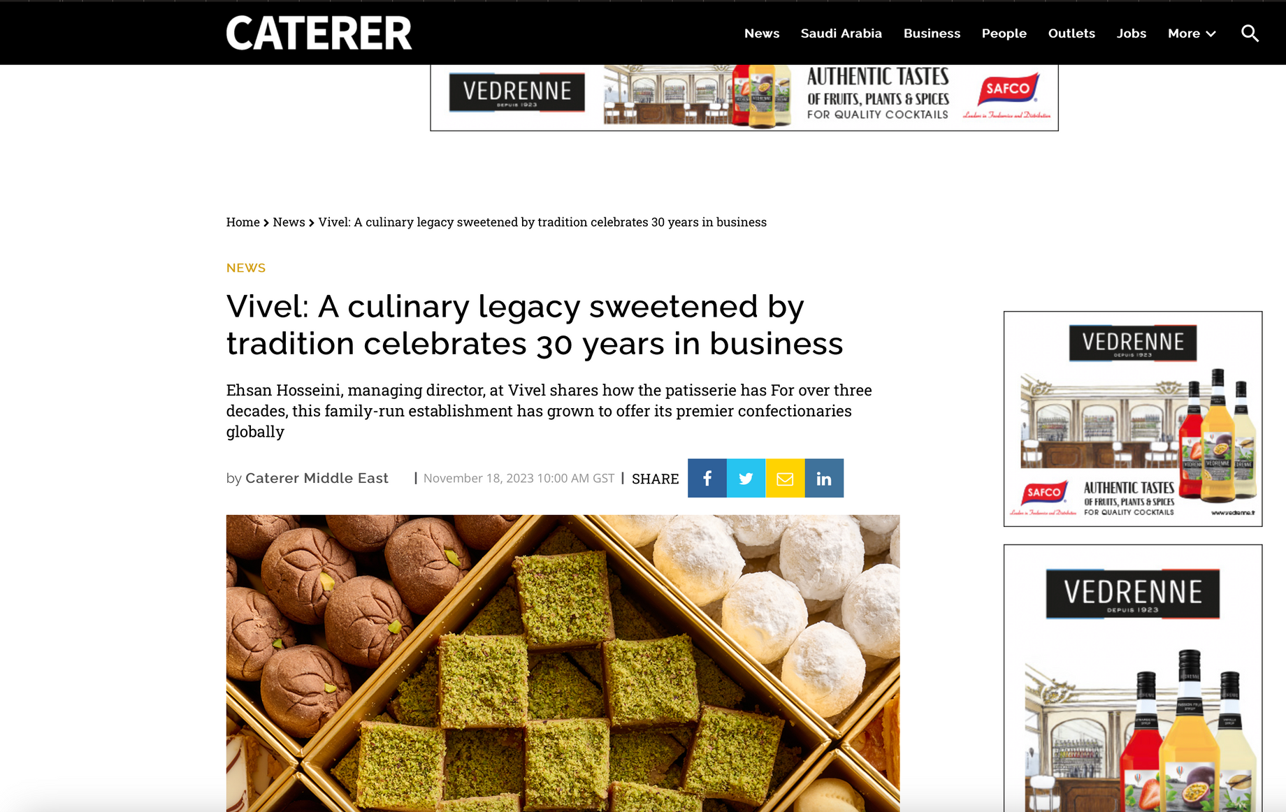CATERER MIDDLE EAST- A culinary legacy sweetened by tradition celebrates 30 years in business